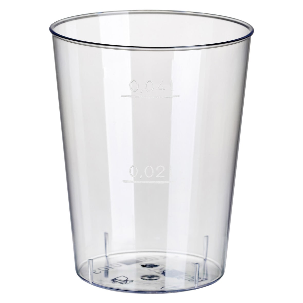 80x Einweg-Schnapsglas 4cl  PS mit Eichstrich bei 2cl und 4cl transparent