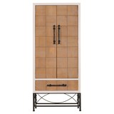 thumbnail of Hochschrank HWC-N30, Schrank Bücherschrank Wohnzimmerschrank mit Türen und Schublade, Massiv-Holz MDF, 167x72x41cm