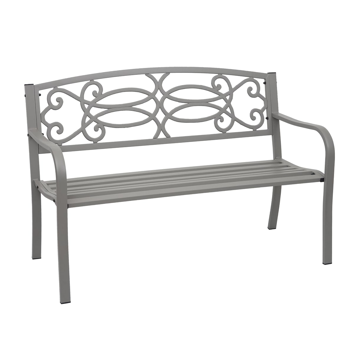 Tuinbank HWC-F44, parkbank, 2-zits gepoedercoat staal ~ grijs