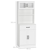 thumbnail of HOMCOM alacena de cocina mueble buffet de cocina con 4 puertas cajón y estantes ajustables para salón comedor 60x38x161 cm blanco
