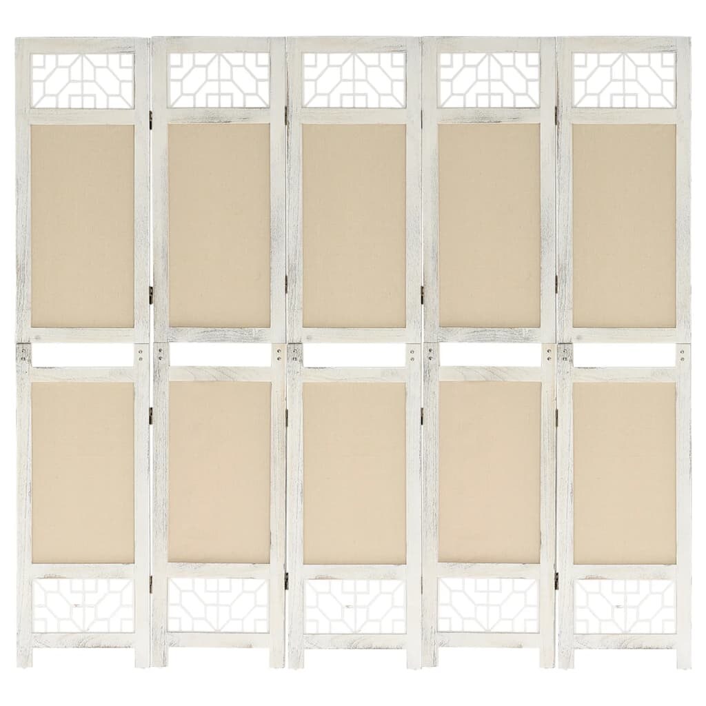 vidaXL 5-tlg. Raumteiler Creme 175x165 cm Stoff