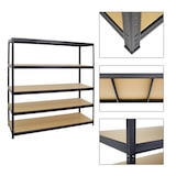 thumbnail of PROREGAL Étagère charge lourde GIANT ELEPHANT, HxLxP 180x180x60cm, 200kg par niveau, Noir, Étagère robuste de Garage, Atelier