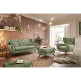 thumbnail of KAWOLA Grupo de asientos CHARME Sillón 2,5 plazas Taburete banco Pana verde oliva