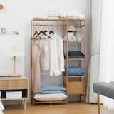 thumbnail of HOMCOM Suporte para Cabides de Bambu com Prateleira de Armazenamento de 6 Níveis e Vara Supensa 90x30x145 cm Madeira