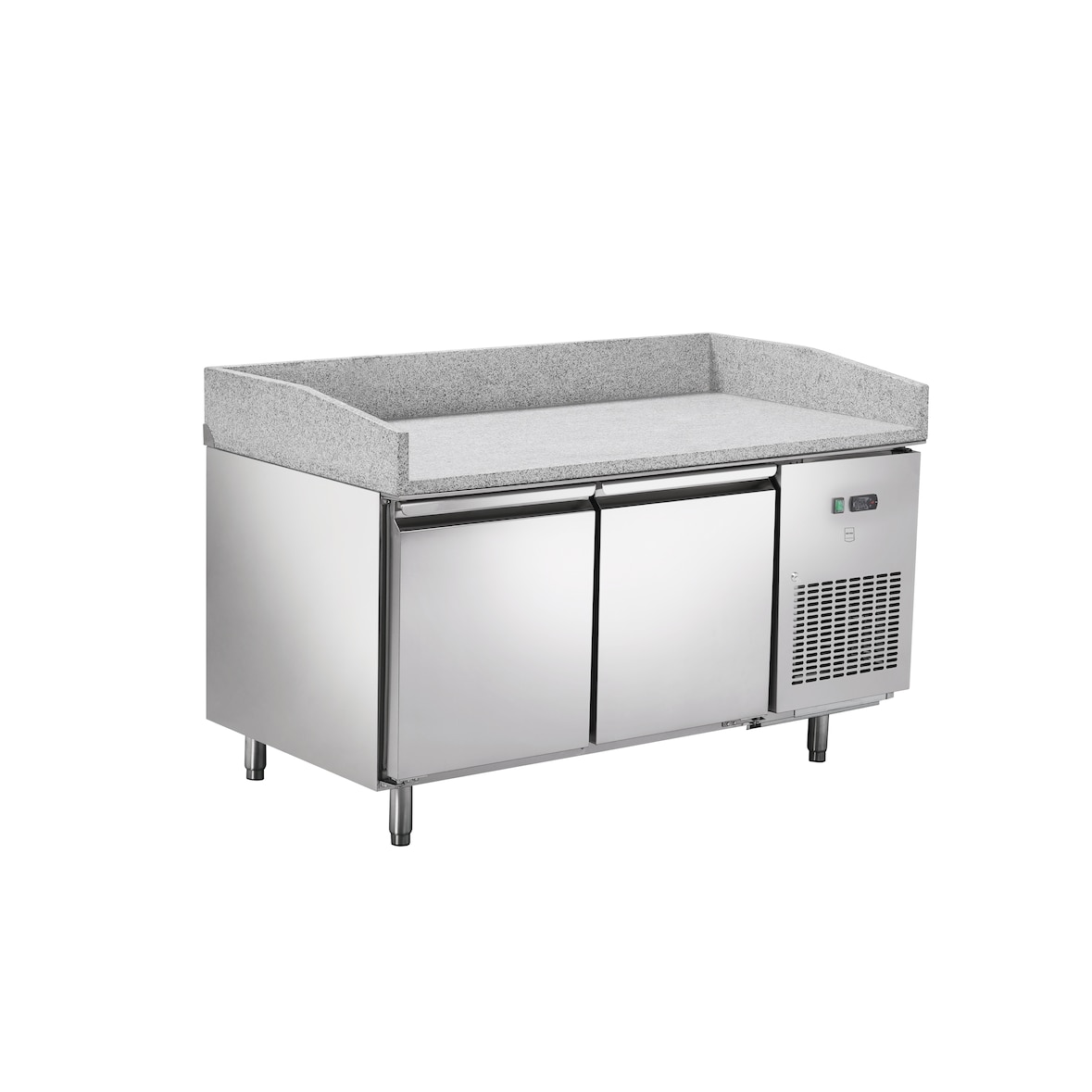 METRO Professional Table à pizza GPT2100, Acier inoxydable, 150 x 80 x 100 cm, 200 W, 241 L, 2 portes, compatible avec GHS2150, Argenté