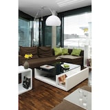 thumbnail of SalesFever Couchtisch mit 3 Ablagefächern | 12 mm Sicherheitsglas-Tischplatte | B 100 x T 100 x H 30 cm | weiß – schwarz
