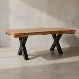 thumbnail of Esszimmertisch 200 x 100 x 77 cm Akazie Landhaus-Stil Voll-Holz, Design Esstisch rechteckig, Tisch für Esszimmer Baumstamm, Küchentisch 8