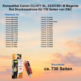 thumbnail of Kompatibel Canon CLI-571 XL, 0333C001 M Magenta Rot Druckerpatrone für 730 Seiten von D&C