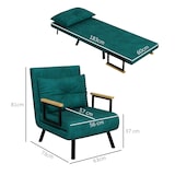 thumbnail of Sofá cama convertible sillón cama triple pliegue con respaldo ajustable de 5 niveles y almohada acolchada carga 120 kg 63x73x81 cm verde