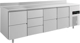 thumbnail of Gastro Kühltisch 6 Schubladen links&mittig&rechts 3 Schubladen mittig Aufkantung, Umluftkühlung 2330x700x850mm -2/+8°C Edelstahl