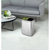thumbnail of PROREGAL Rechteckiger Abfalleimer aus gebürstetem Edelstahl mit offener Einwurföffnung | 10+10 Liter, HxBxT 43x33,5x22,5cm | Silber