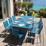 thumbnail of Ensemble table de terrasse et 8 chaises en métal bleu pacific  - Oviala