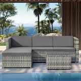 thumbnail of Merax polyrotan loungebankset, lounge tuinmeubelen, bankstel met zit- en rugkussens, loungetafel, grijs