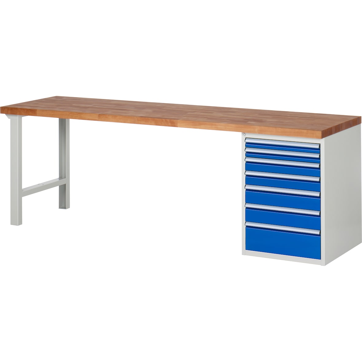 PROREGAL Werkbank Serie 7000 - Modell 7517 | HxBxT 84x250x70cm | 7x Schublade | Schubladenmaße 2x60 + 2x90 + 2x120 + 1x180mm