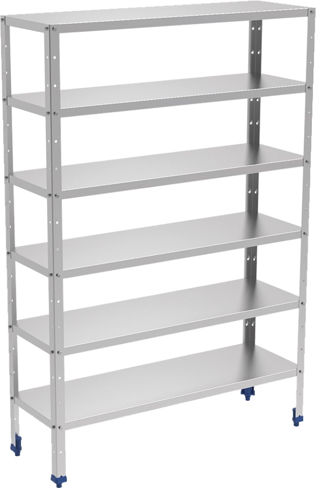 Metalen rek van roestvrij staal 6 niveaus met gladde rekken ...