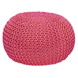 thumbnail of PREMIUM XXL Sitzhocker Pouf  ø 55cm  Strickpouf Indoor u. Outdoor - pflegeleicht & nachhaltig : pink - rosebloom