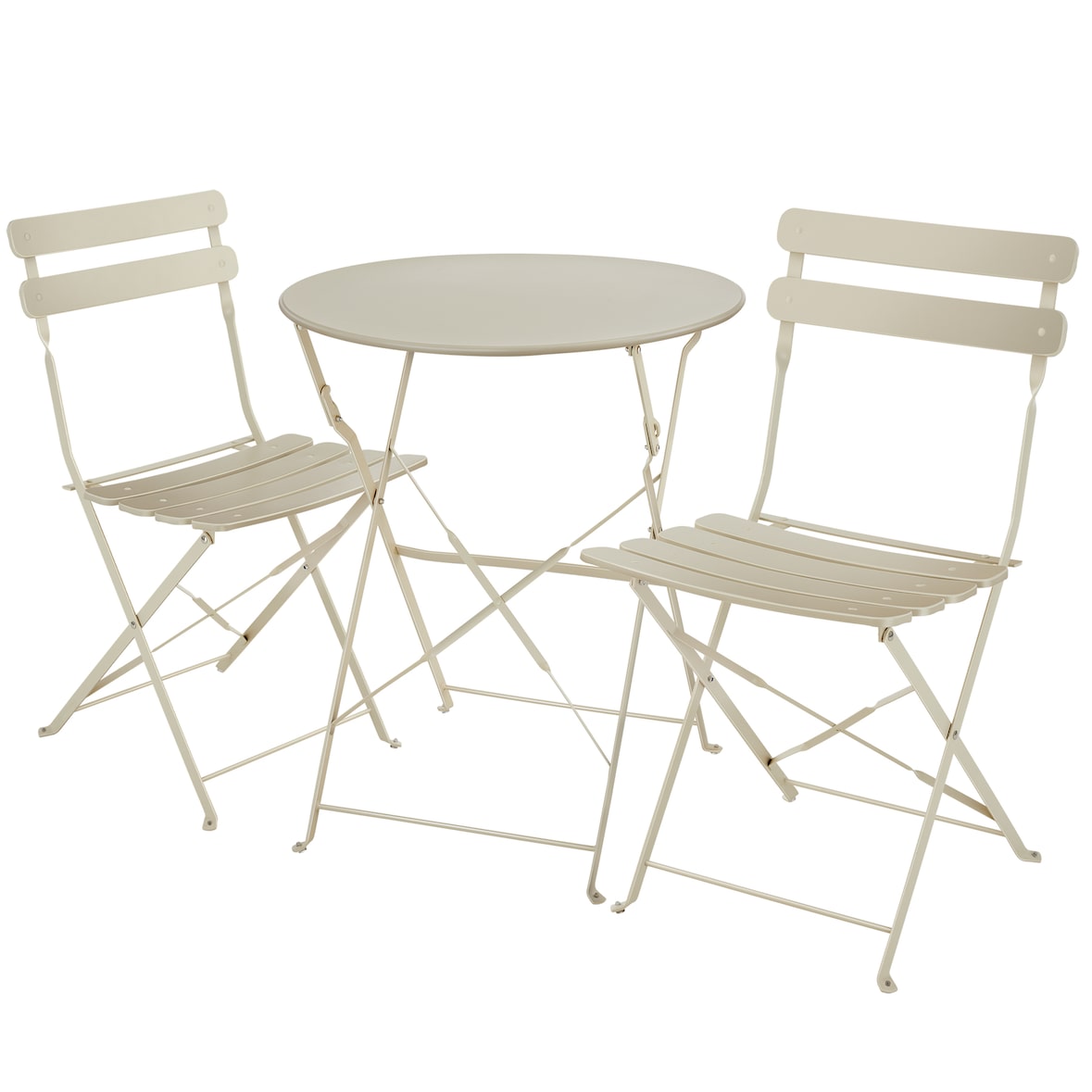 tectake Ensemble table et chaises bistrot Frieda, pliable pour 2 personnes - crème - 405161