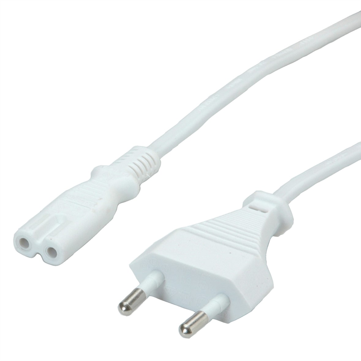 VALUE Netzkabel Euro-Flachstecker auf C7, 2polig, weiß, 1,8 m