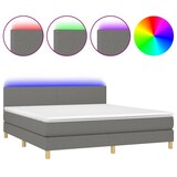 thumbnail of vidaXL Boxspringbett mit Matratze & LED Dunkelgrau 180x200 cm Stoff