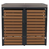 thumbnail of Décoshop26 - Doppelter Abfallbehälter mit integriertem Pflanzgefäß 124 x 134 x 84 cm WPC und Edelstahl mit Teak-Finish 04_0008998