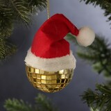 thumbnail of Weihnachtsbaumschmuck Discokugel Baumkugel mit Nikolausmütze 4er Set