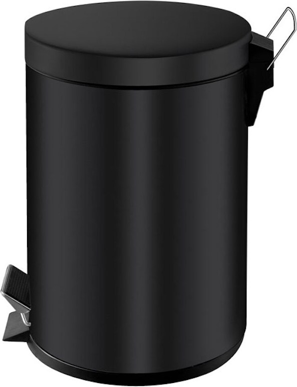 Runder Tretabfallsammler mit herausnehmbaren Kunststoff-Inneneimer | 3 Liter, HxBxT 27x19,5x17cm | Schwarz
