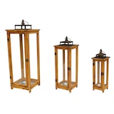 thumbnail of 3er XXL Design Holz-Laternen-Set Windlicht Gartenlaterne Edelstahldach
