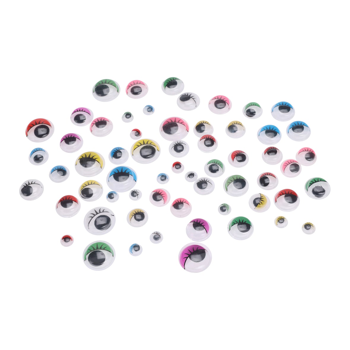 Wackelaugen mit Wimpern 5mm - 15mm selbstklebend Bastelaugen zum Aufkleben Klebeaugen DIY Scrapbooking Deko Augen zum Basteln Bunt