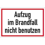 thumbnail of Aufkleber Aufzug im Brandfall nicht benutzen, Textschild, Folie, 150x100 mm
