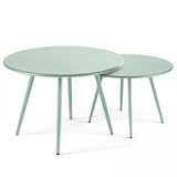 thumbnail of Set van 2 salontafels in saliegroen staal, 50 cm