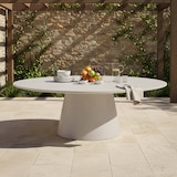 thumbnail of Table de jardin ovale effet béton lisse 8 places 200x110 cm blanc