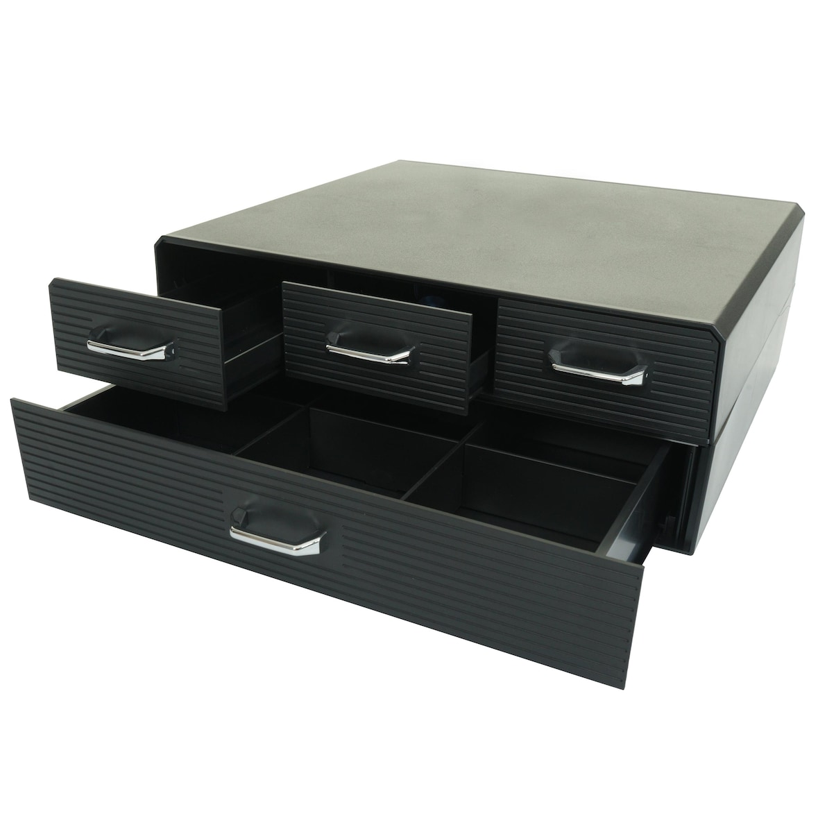 Suporte para monitor HWC-L99, suporte para monitor Suporte para ecrã Caixa de arrumação com 4 gavetas e 15 compartimentos 13x34x31cm