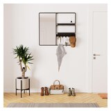 thumbnail of Miroir d'entrée en métal noir 90x80cm - avec rangement et patères