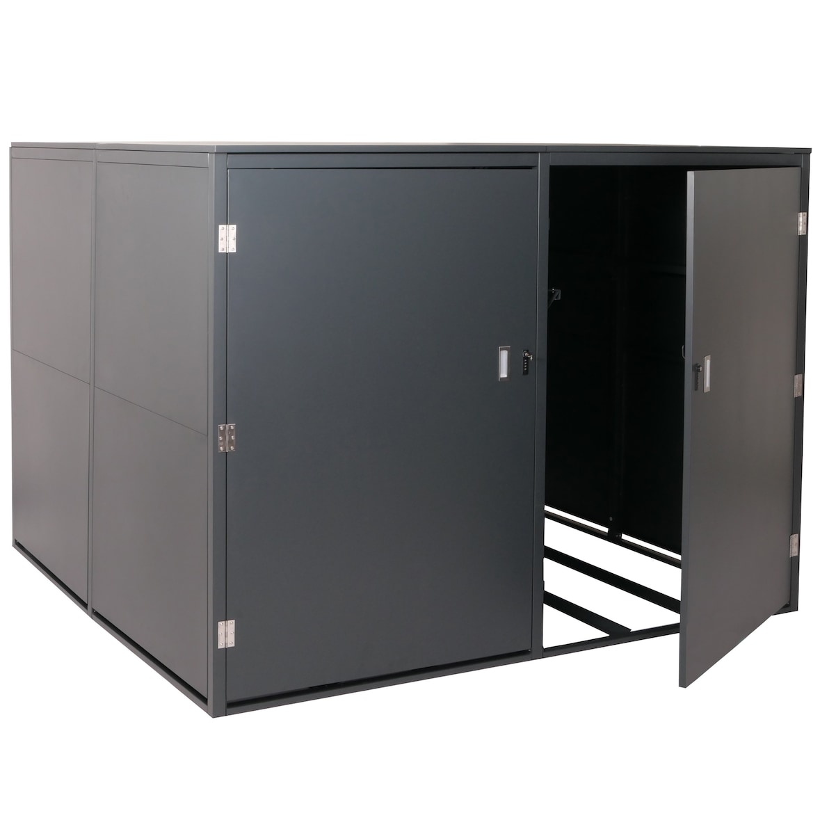 PROREGAL 4er-Fahrradgarage HxBxT 160x222x208cm abschließbar Metall Anthrazit Gerätehaus Fahrradbox mit Ablage