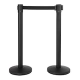 thumbnail of Securit® Lot de 2 Poteaux d'accueil Rétractable - Noir - 100cm - Bande nylon 200cm Noire - Ensemble complet pied + socle