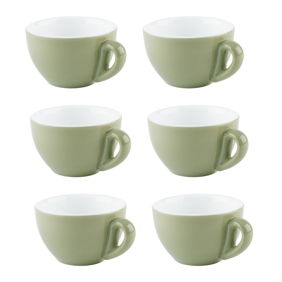 APS set van 6 koffiekopjes in groen Ø 9.5 cm, H: 6 cm, 200 ml