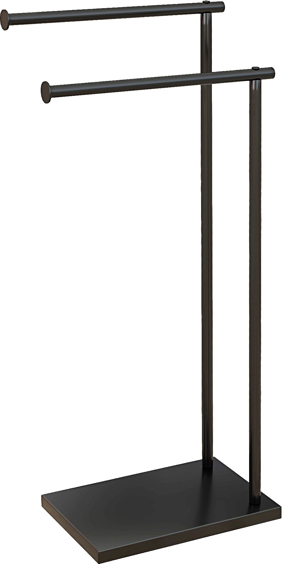 Toallero de pie de 2 niveles toallero escalera con 2 barras y marco metálico toallero de baño moderno en forma de L 35,5x20x78 cm negro