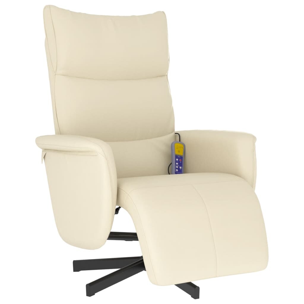vidaXL Massagesessel mit Fußteil Creme Kunstleder