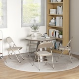 thumbnail of HOMCOM juego de 4 sillas plegables tapizadas en lino sintético con respaldo y estructura de acero, para salón, comedor, cocina, 45x46x78 cm, beige
