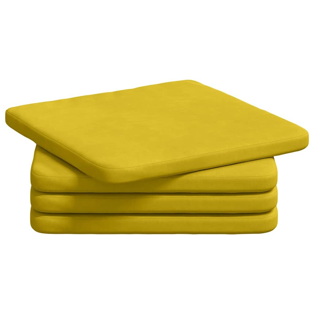 vidaXL Zitkussens 4 pcs Geel 40 x 40 x 3 cm Fluweel