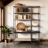 thumbnail of Bibliothèque en marbre et métal 161 x 109 cm noir