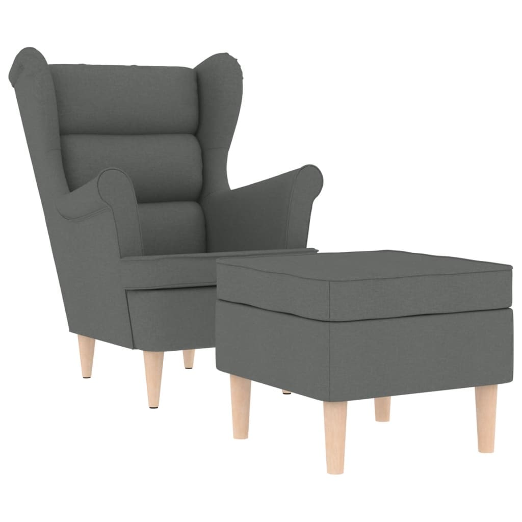 vidaXL Sessel mit Fußhocker Dunkelgrau Stoff