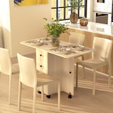 thumbnail of Mesa plegable de comedor mesa de cocina plegable con ruedas alas abatibles cajones y armario mesa plegable para 4-6 personas 120x60x76,5 cm natural