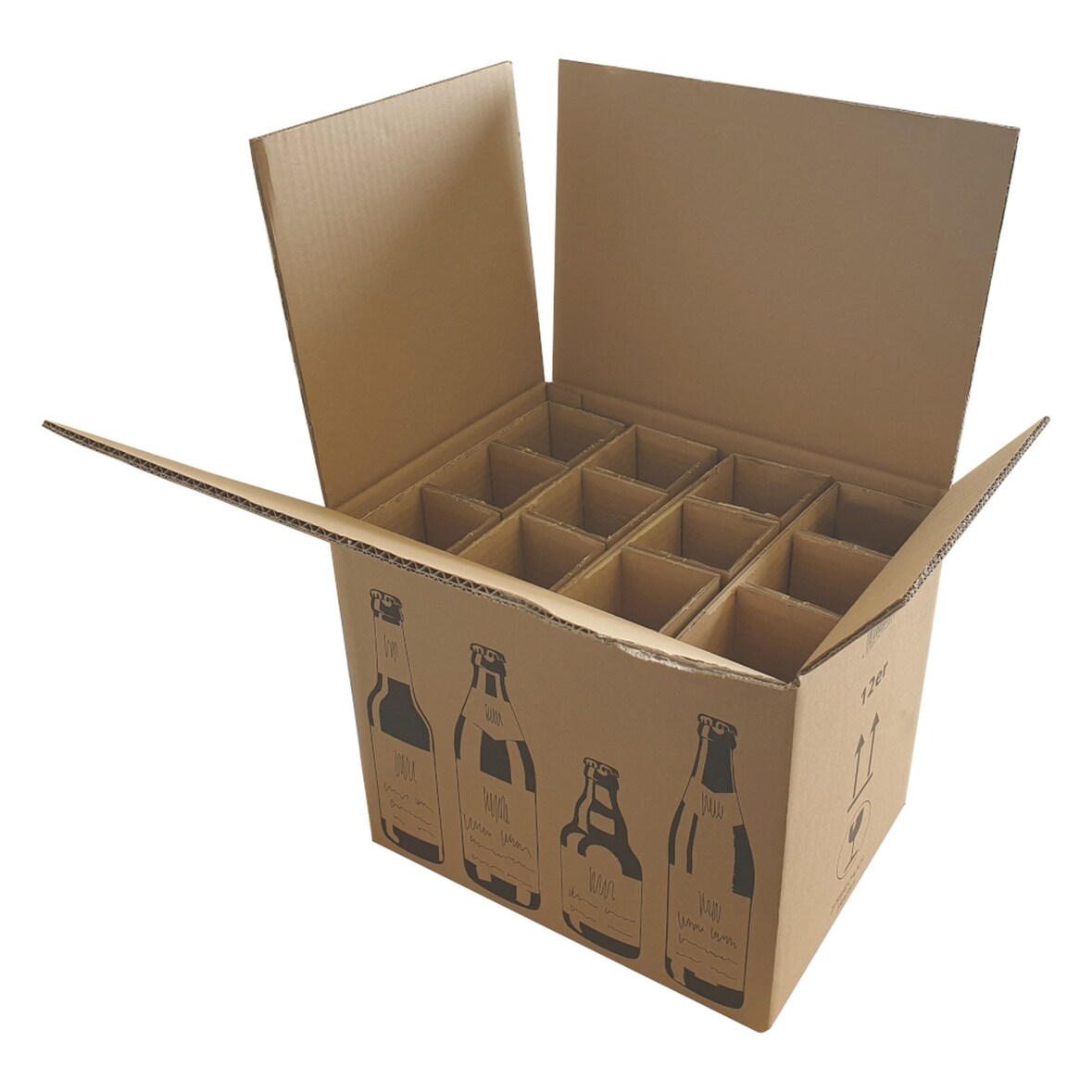 30 x Bierflaschenversandkarton (365 x 267 x 324 mm) 2-wellig 12er Bierflaschenkarton Flaschenkarton Transportbox PTZ-Zulassung DHL BB-Verpackungen