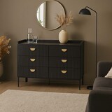 thumbnail of Kommode HWC-O39, Highboard Schrank, 6 Schubladen Melamin MDF 80x120x44cm ~ Holzoptik schwarz