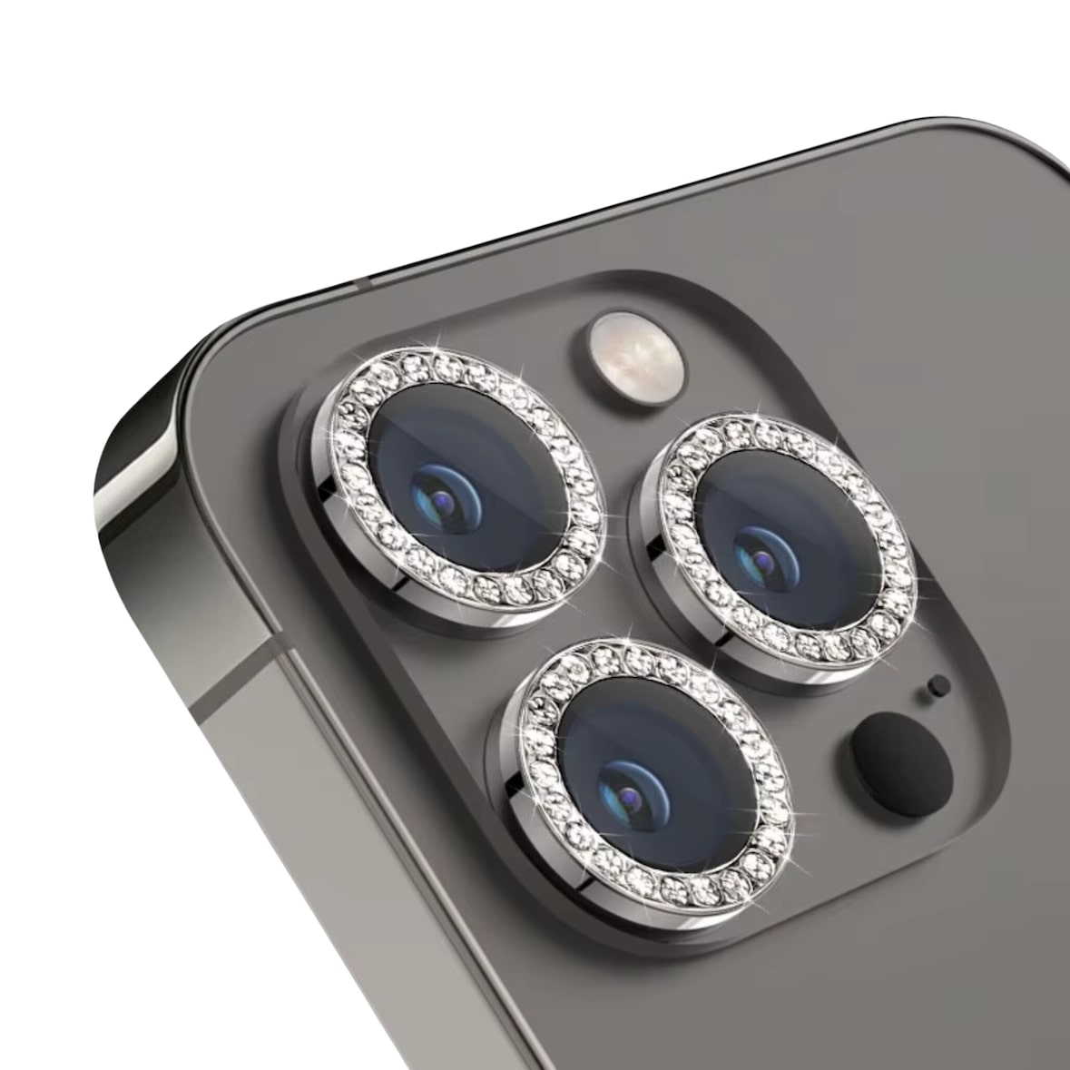 MobileKing Linsenschutz Glitzer-Ringe in schwarz für iPhone 13 Mini - 9H Glas - MBK522