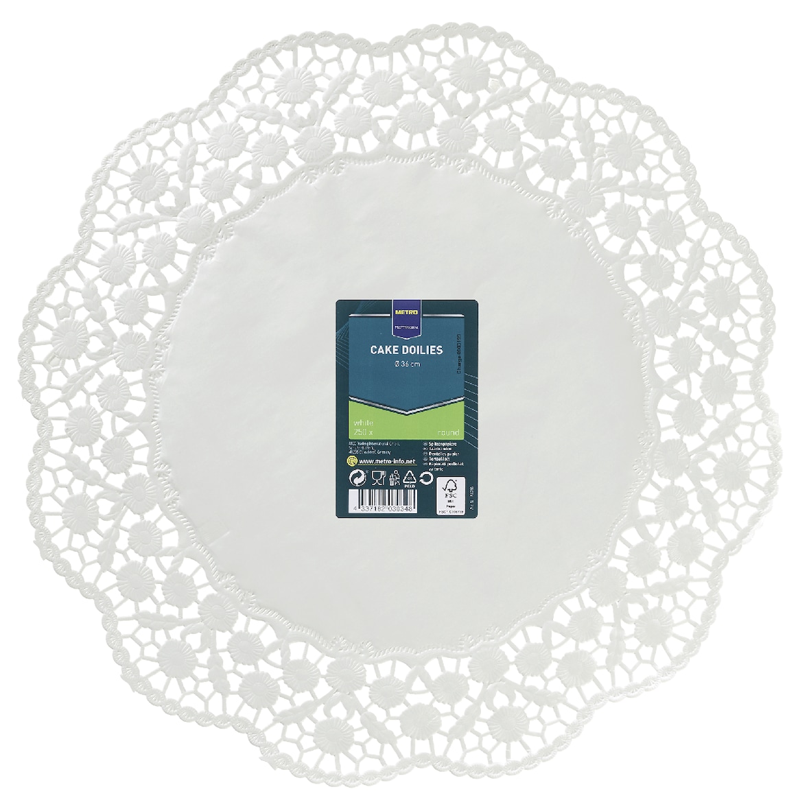 METRO Professional Sottotorta, carta bianca, Ø 36 cm, rotondo, 250 pezzi
