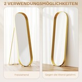 thumbnail of Standspiegel Ganzkörperspiegel Gold 50x160x6 cm neigbar freistehend oder anlehnbar Metallrahmen MDF Rückwand splitterfestes Glas