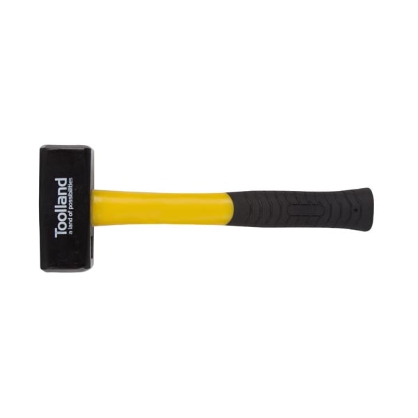Hammer de piedra, cabeza de acero 1500 g, mango de fibra de vidrio para resistencia y durabilidad, amarillo/negro