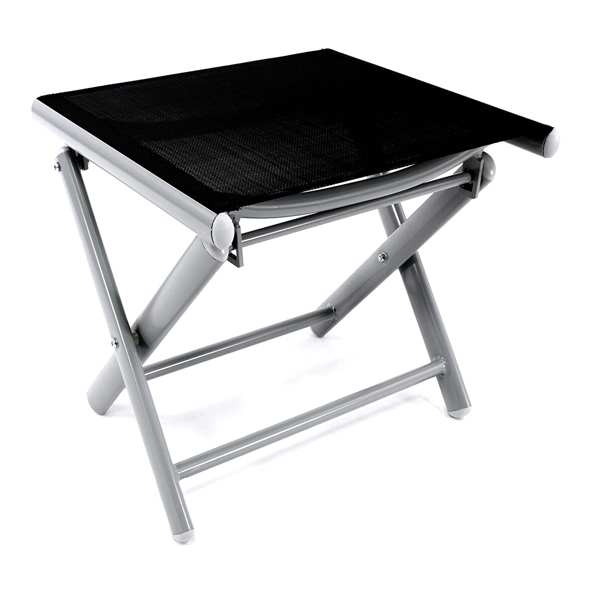 Garten Klapphocker / Fußhocker Aluminium - Textilen Silbergrau/Schwarz